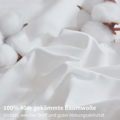4teilige Bettwäsche 135x200 Baumwolle Weiß – Weich & Atmungsaktiv