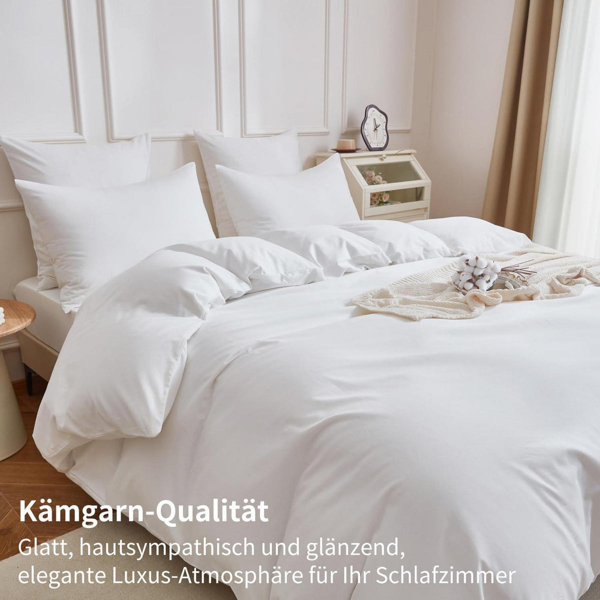 4teilige Bettwäsche 135x200 Baumwolle Weiß – Weich & Atmungsaktiv