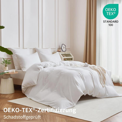4teilige Bettwäsche 135x200 Baumwolle Weiß – Weich & Atmungsaktiv