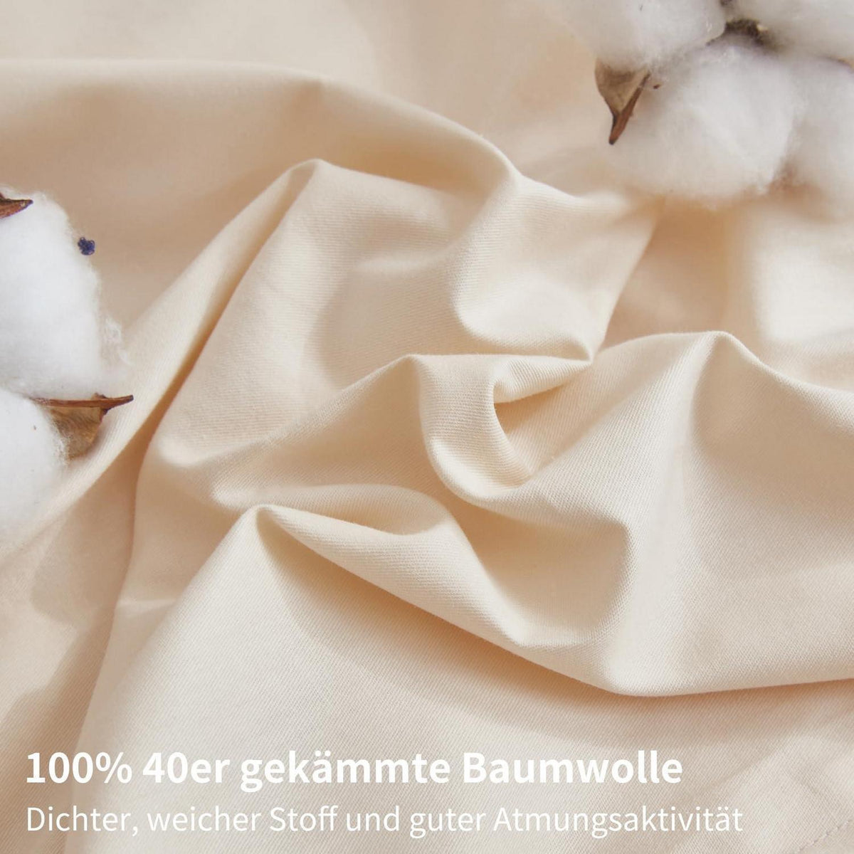 4teilige Bettwäsche 135x200 Baumwolle Beige – Weich & Atmungsaktiv