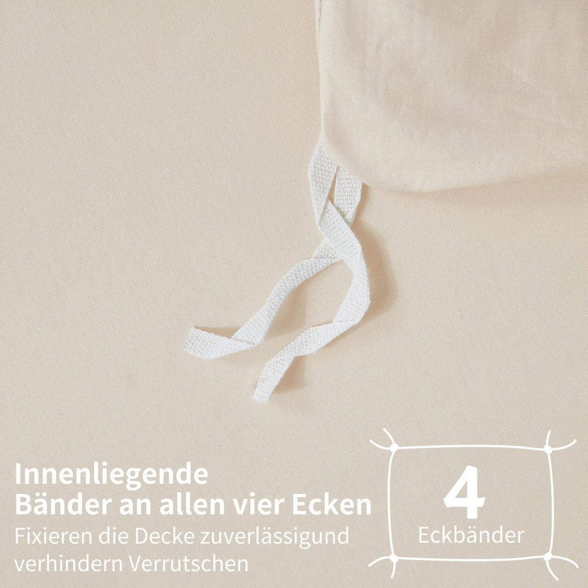 4teilige Bettwäsche 135x200 Baumwolle Beige – Weich & Atmungsaktiv