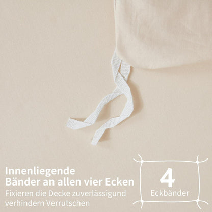 4teilige Bettwäsche 135x200 Baumwolle Beige – Weich & Atmungsaktiv