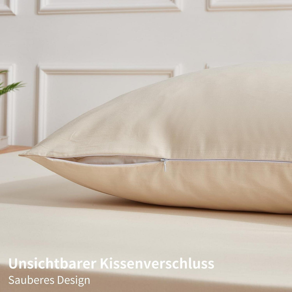 4teilige Bettwäsche 135x200 Baumwolle Beige – Weich & Atmungsaktiv
