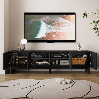 Schwarzer TV-Schrank mit Wellenförmigen Türen & Stauraum (169cm)