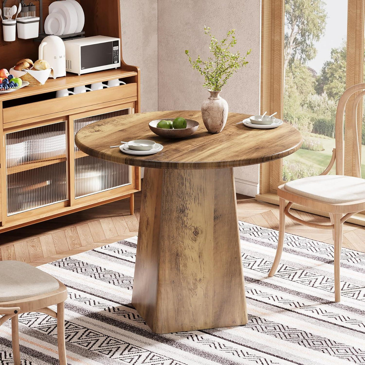 Runder Esstisch 80cm Landhausstil Braun für 2-4 Personen
