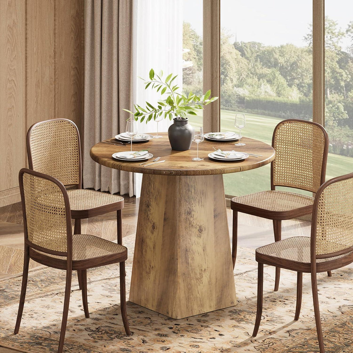 Runder Esstisch 80cm Landhausstil Braun für 2-4 Personen