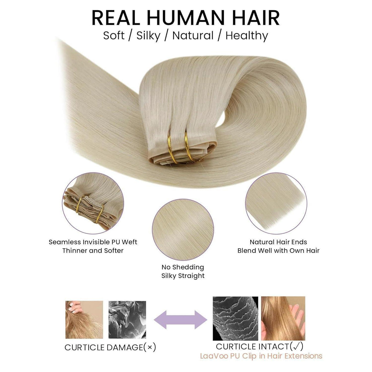 Echthaar Clip-Ins Blond #613 – 40cm, 100g