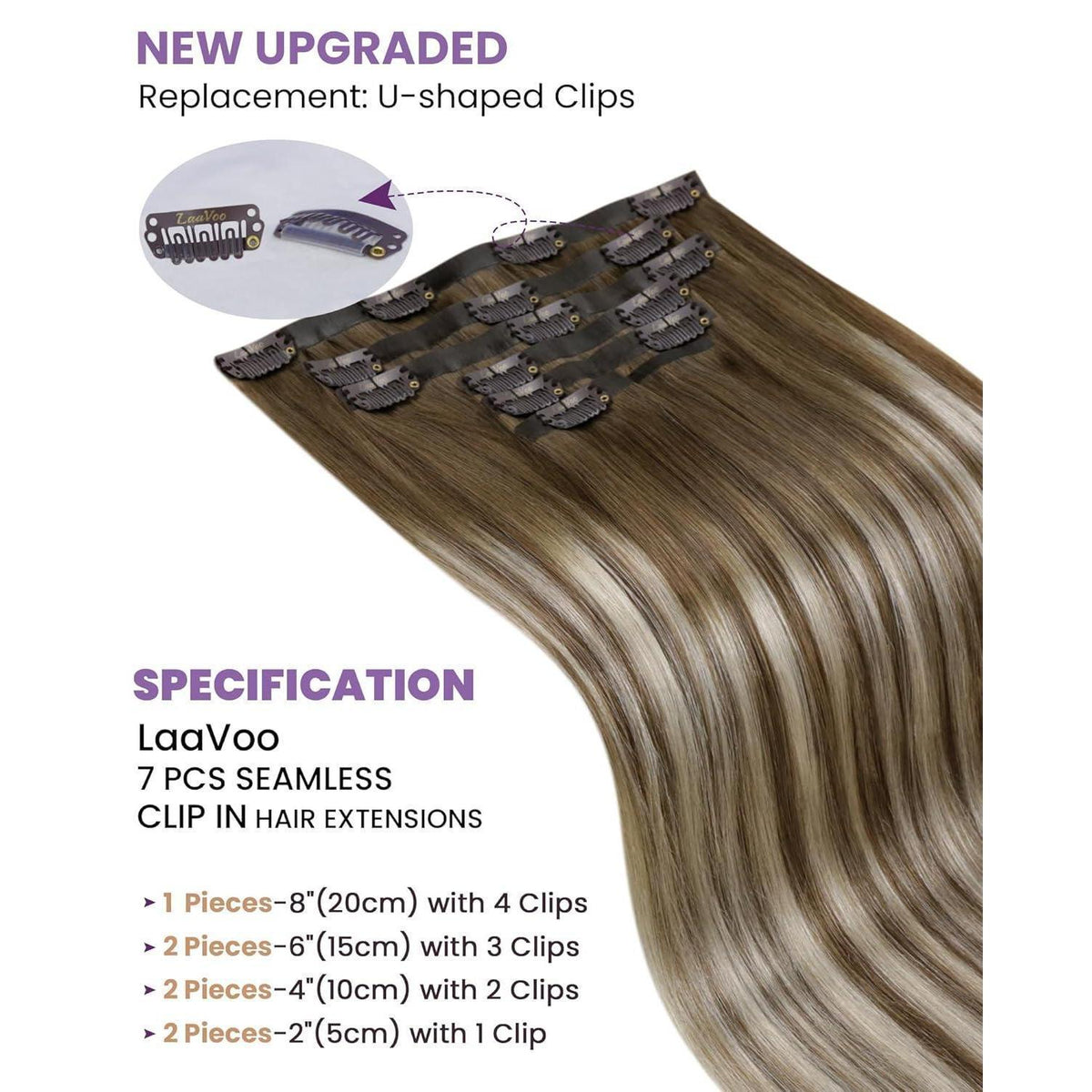 Echthaar Clip-in Extensions Balayage Blond 40cm