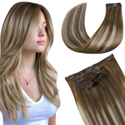 Echthaar Clip-in Extensions Braun #8/60/8 – 45cm