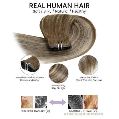 Echthaar Clip-in Extensions Braun Ombre 55cm – 7 Stück
