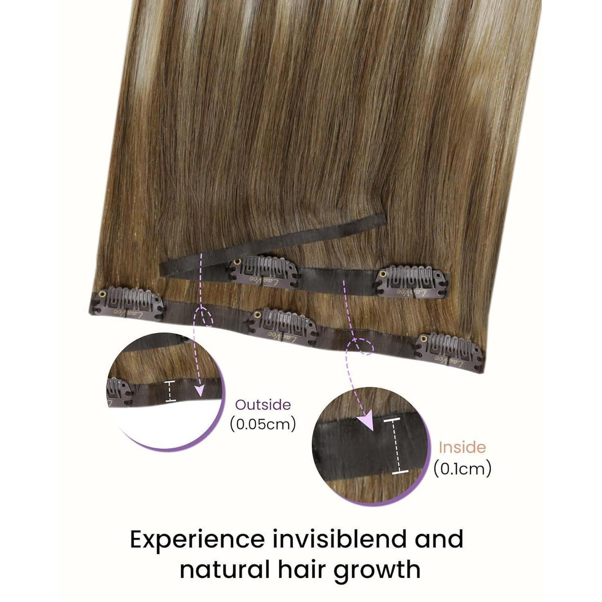 Echthaar Clip-in Extensions Braun Ombre 55cm – 7 Stück