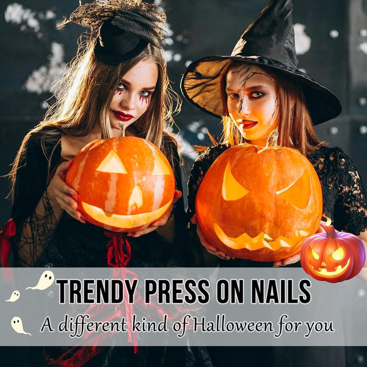 24 Halloween Press On Nails - Rot Schwarz Gradient Kunstnägel Set