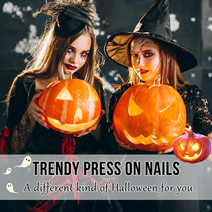 24 Halloween Press On Nails - Rot Schwarz Gradient Kunstnägel Set