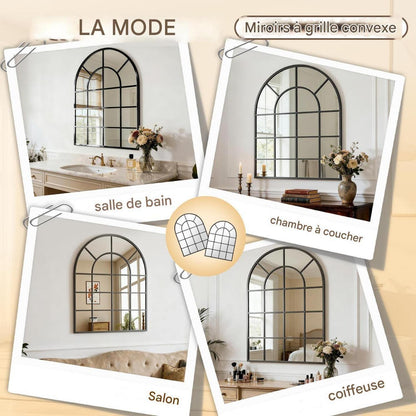 Koonmi Gitter Wandspiegel Schwarz 90x60 cm – Dekorativer Spiegel