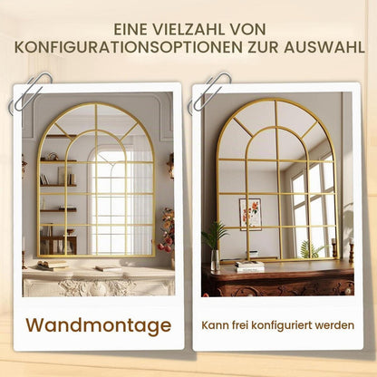 Koonmi Gitter Wandspiegel Gold 90x60 cm – Dekorativer Spiegel