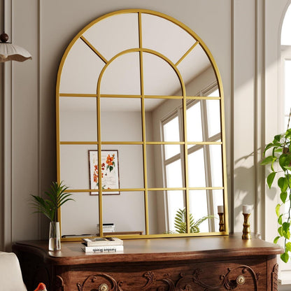 Koonmi Gitter Wandspiegel Gold 100x75 cm – Dekorativer Spiegel