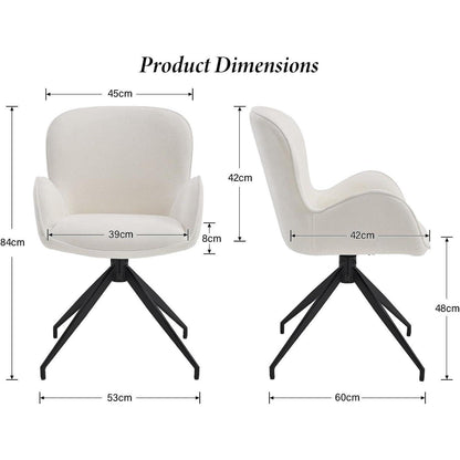 Drehbare Esszimmerstühle 2er Set – Gepolstert, Weiß