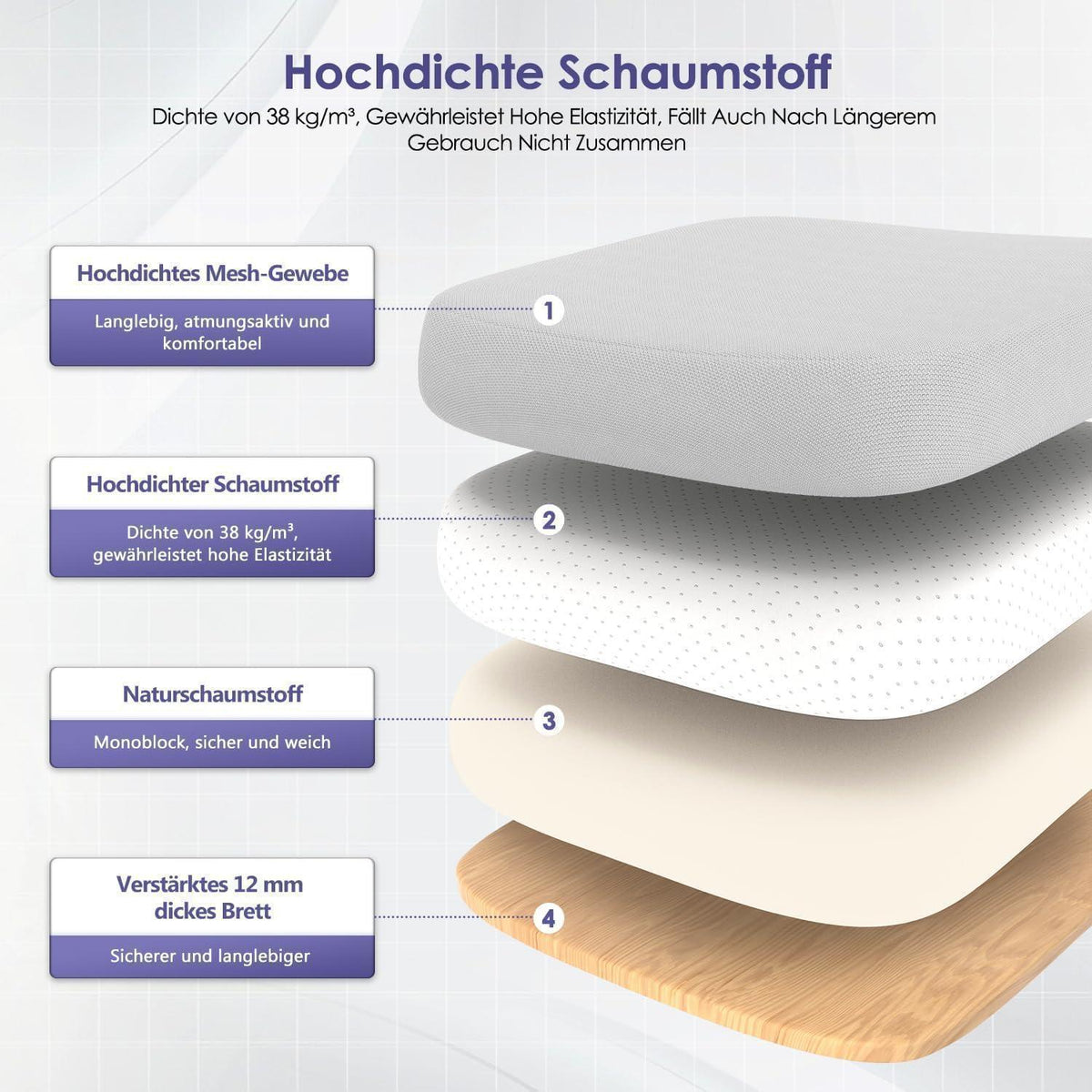 Ergonomischer Bürostuhl mit Lendenstütze und Wippfunktion, Grau