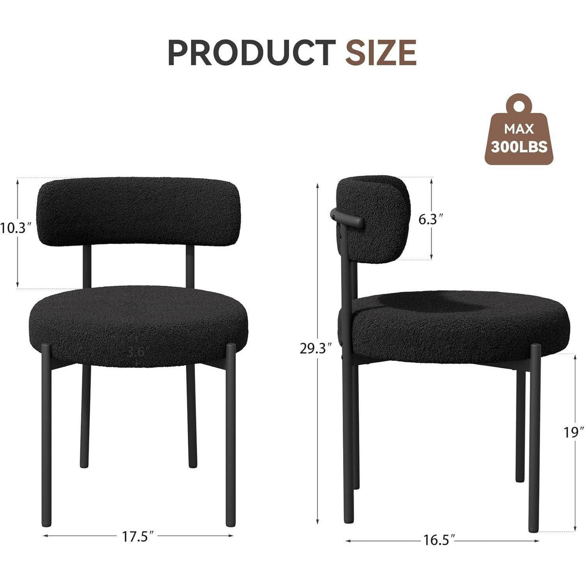 Teddy Stoff Esszimmerstühle 2er Set – Bouclé & Mid-Century Design