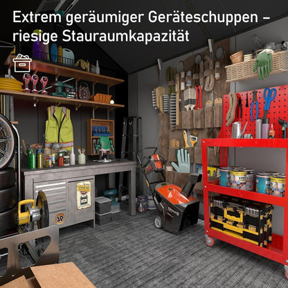 Gartenhaus Kunststoff Grau – 2,3x2,9m, Wetterfest & Abschließbar