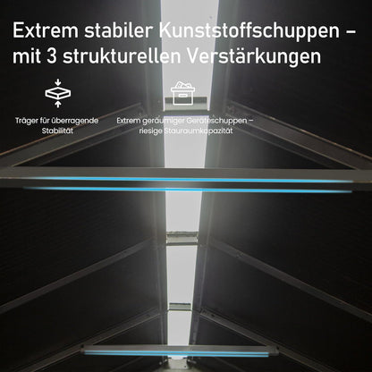 Gartenhaus Kunststoff Grau – 2,3x2,9m, Wetterfest & Abschließbar
