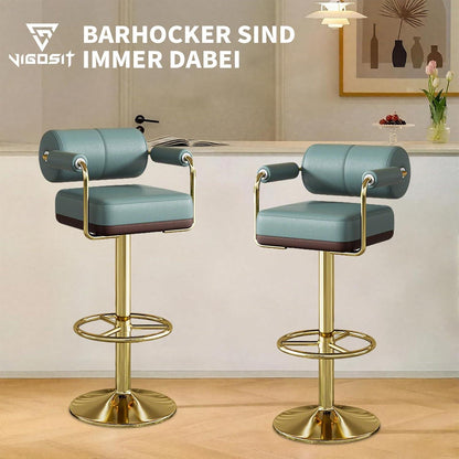 Vigosit Barhocker Set Höhenverstellbar, Drehbar & Gepolstert, Grün