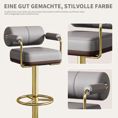 Vigosit Barhocker Set Höhenverstellbar, Grau – Komfortabler Tresenhocker mit Lehne