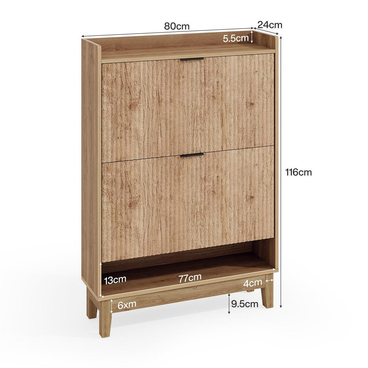 Schuhschrank Schmal mit Schubladen & Regalen – Braun