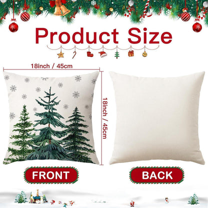 Weihnachtliche Kissenbezüge 2er Set 45x45 cm Baum & Schneeflocken