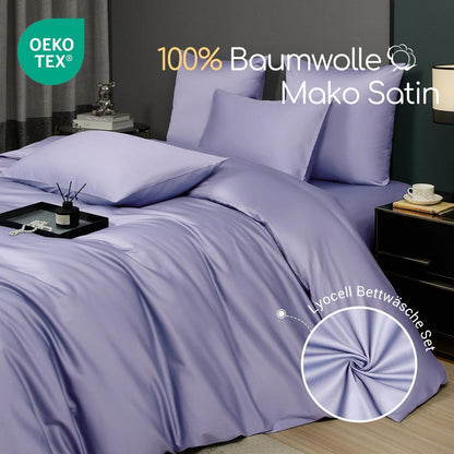 Mako Satin Bettwäsche Set Lila 135x200 cm 4-teilig