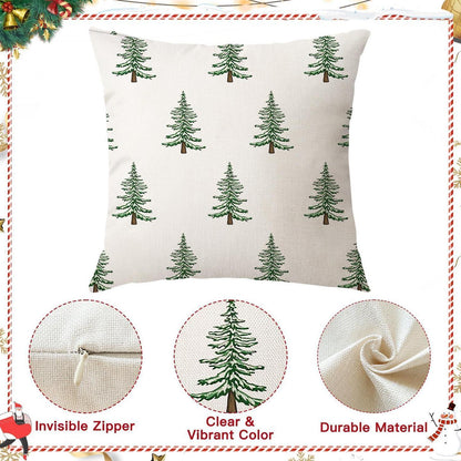 Weihnachtliche Kissenbezüge 2er Set 45x45 cm Weihnachtsbaum Beige