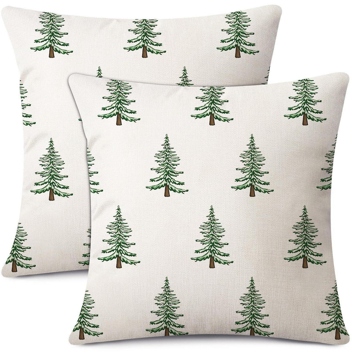 Weihnachtliche Kissenbezüge 2er Set 45x45 cm Weihnachtsbaum Beige