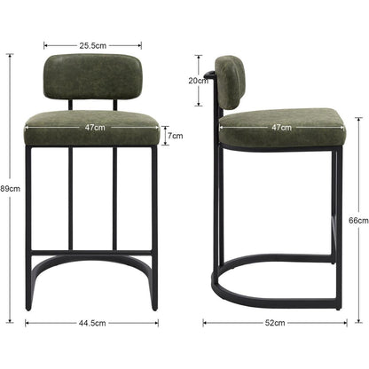 Grüner Barhocker mit Fußstütze – 2er Set, Industriestil