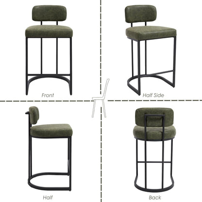 Grüner Barhocker mit Fußstütze – 2er Set, Industriestil