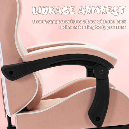 Ergonomischer Gaming Stuhl mit Fußstütze & Lendenkissen – Rosa
