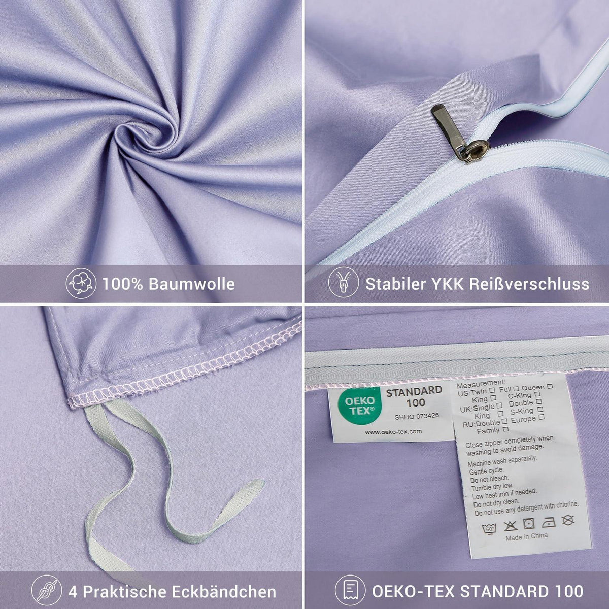 Mako Satin Bettwäsche Lila 220x240 cm - 3-teilig