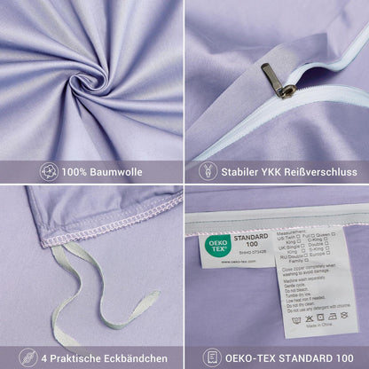 Mako Satin Bettwäsche Lila 220x240 cm - 3-teilig