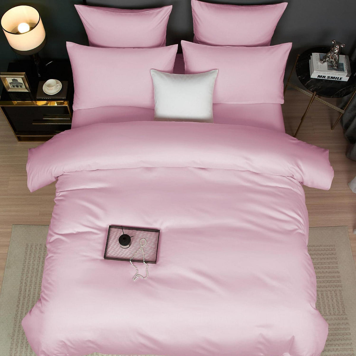 Mako Satin Bettwäsche Set Rosa Altrosa 200x220 cm 3-teilig