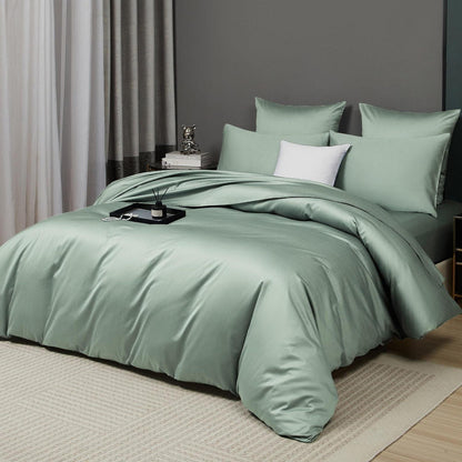 Mako Satin Bettwäsche 135x200, Grün-Salbeigrün, 4-teilig