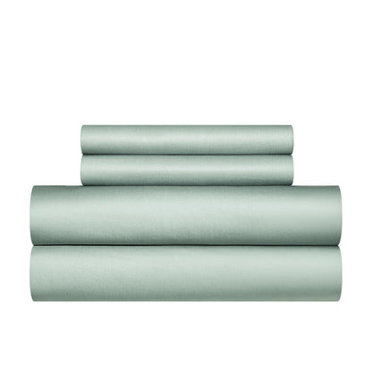 Mako Satin Bettwäsche 135x200, Grün-Salbeigrün, 4-teilig