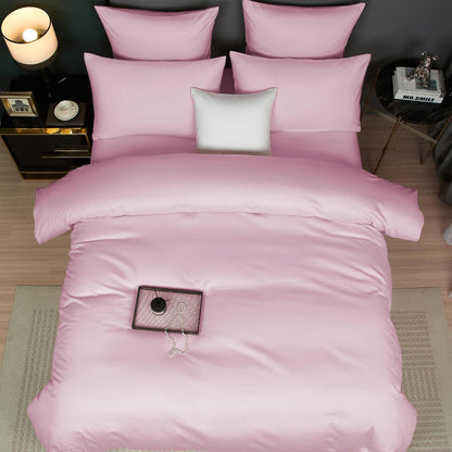 Mako Satin Bettwäsche Set 200x200 Rosa Altrosa Baumwolle