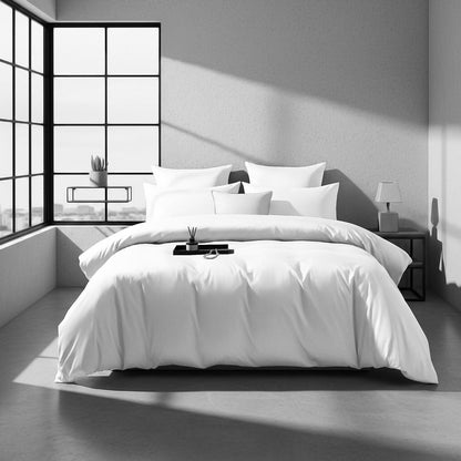 Mako Satin Bettwäsche Set 200x200 Weiß – 3-teilig & Kuschelig