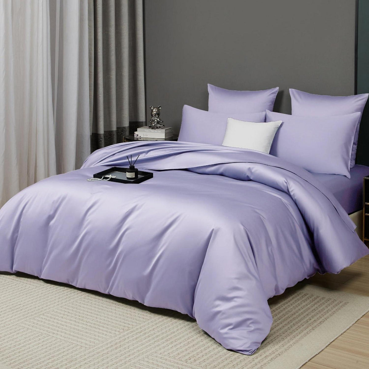 Mako Satin Bettwäsche Lila 200x220 cm 3-teilig