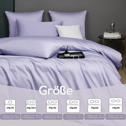 Mako Satin Bettwäsche Lila 200x220 cm 3-teilig
