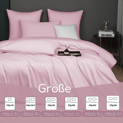 Mako Satin Bettwäsche Set 135x200 Rosa Baumwolle