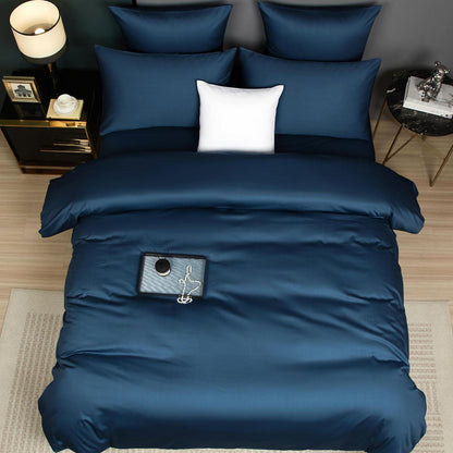 Mako Satin Bettwäsche Set 200x220 Petrol Blau 3-teilig