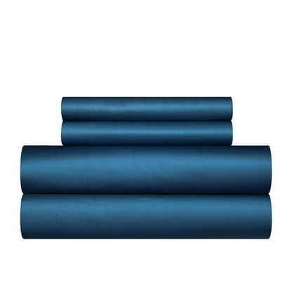 Mako Satin Bettwäsche Set 200x220 Petrol Blau 3-teilig