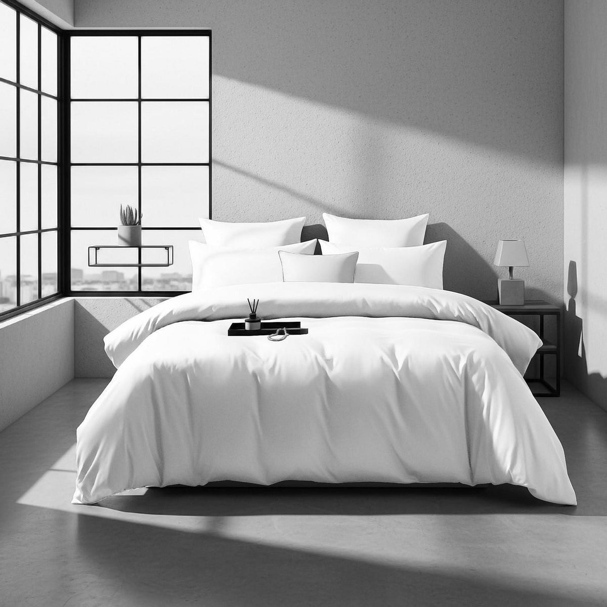 Mako Satin Bettwäsche Set 200x220 Weiß 3-teilig Baumwolle