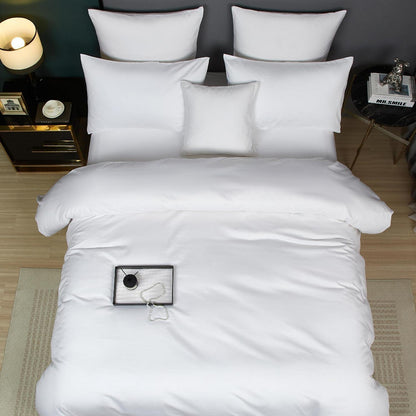 Mako Satin Bettwäsche Set 200x220 Weiß 3-teilig Baumwolle
