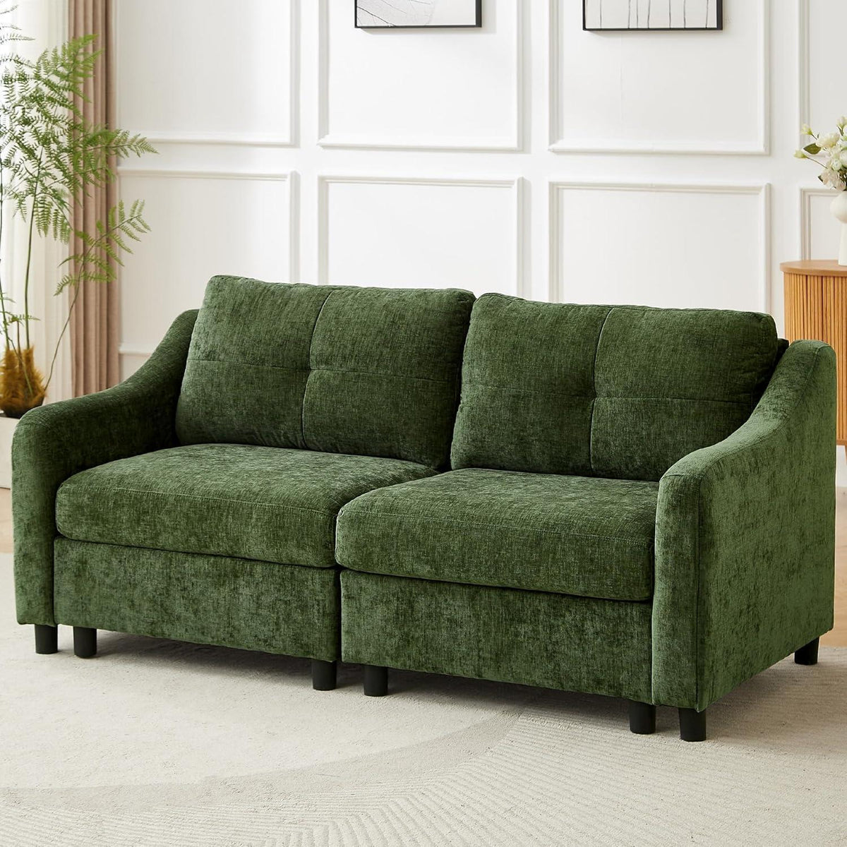JIEXI Ecksofa mit Schlaffunktion – Dunkelgrün 2